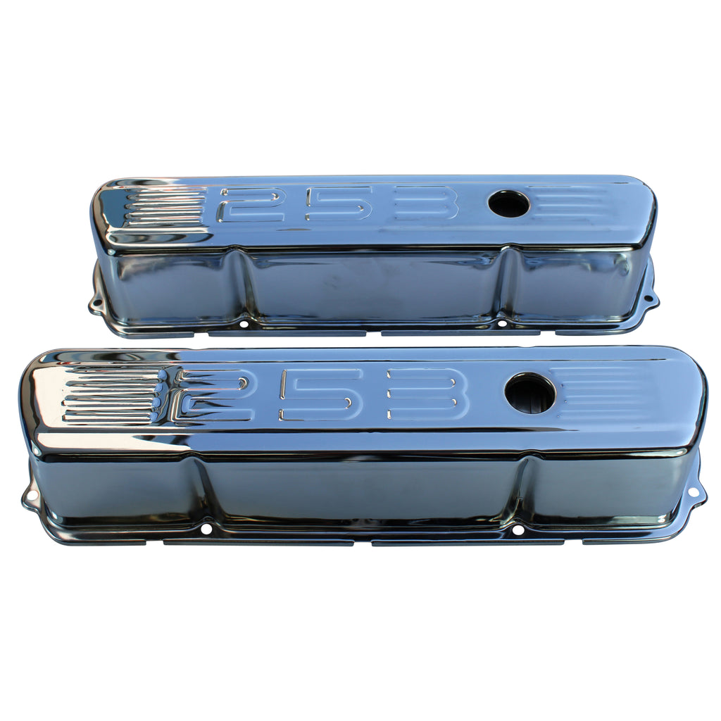 TFI Racing Valve Covers Chrome Holden V8 253-308 Red + Motor 253 Logo Baffled-pr