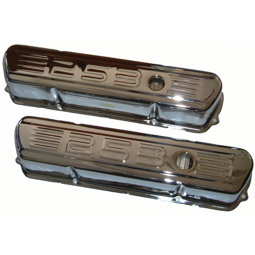 TFI Racing Valve Covers Chrome Holden V8 253-308 Red + Motor 253 Logo Baffled-pr