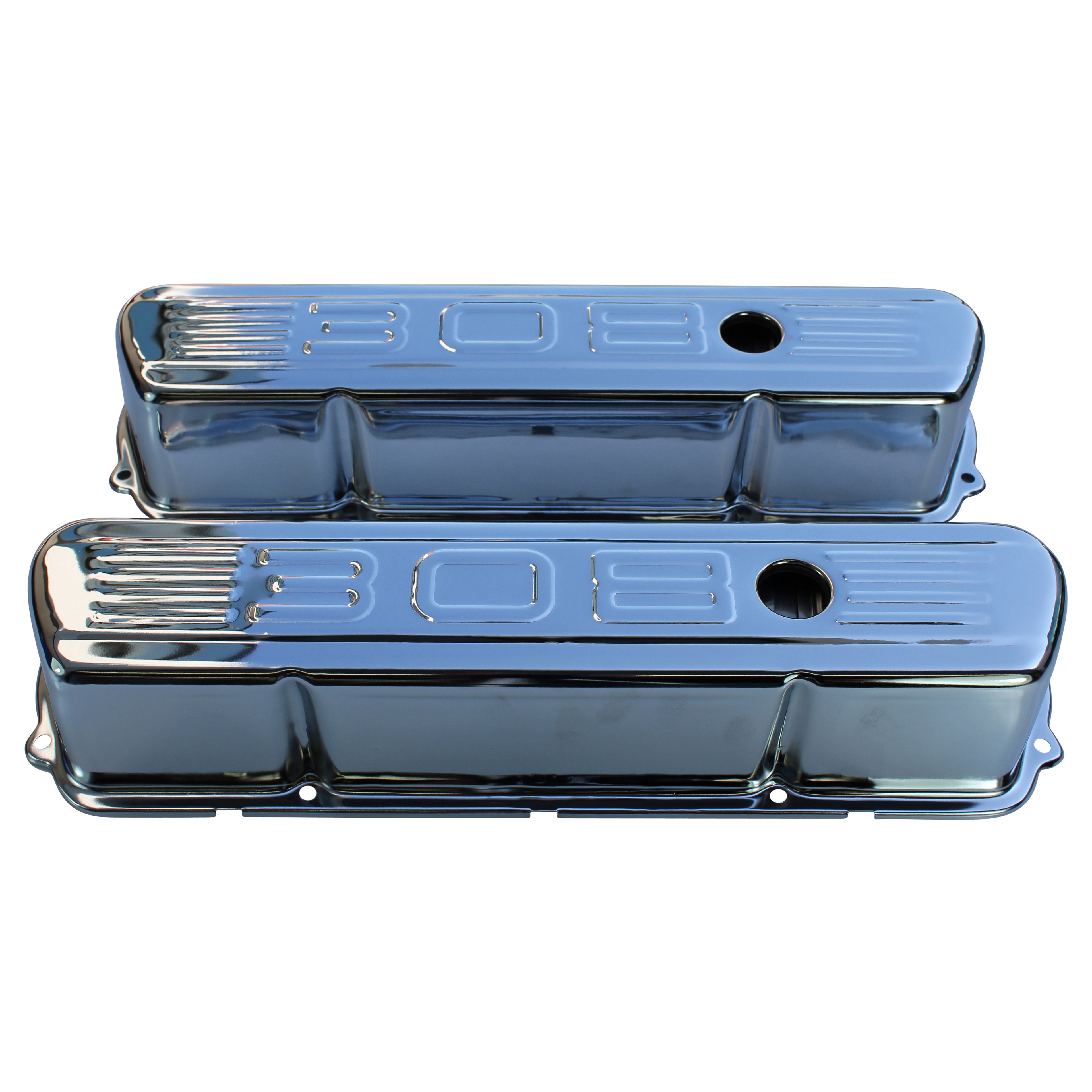 TFI Racing Valve Covers Chrome Holden V8 253-308 Red + Motor 308 Logo Baffled-pr
