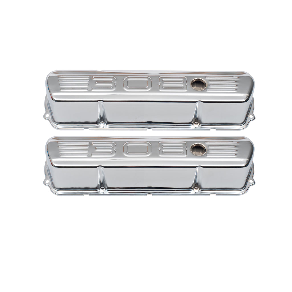 TFI Racing Valve Covers Chrome Holden V8 253-308 Red + Motor 308 Logo Baffled-pr