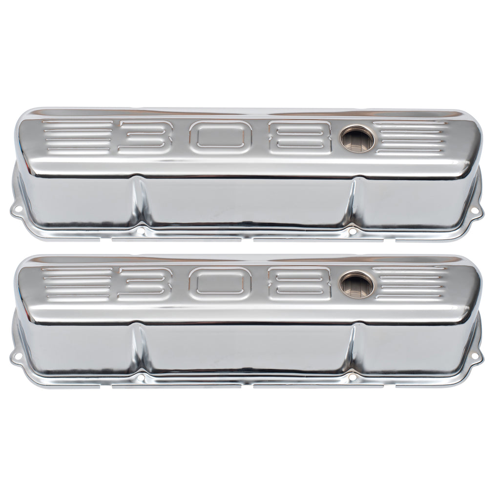 TFI Racing Valve Covers Chrome Holden V8 253-308 Red + Motor 308 Logo Baffled-pr