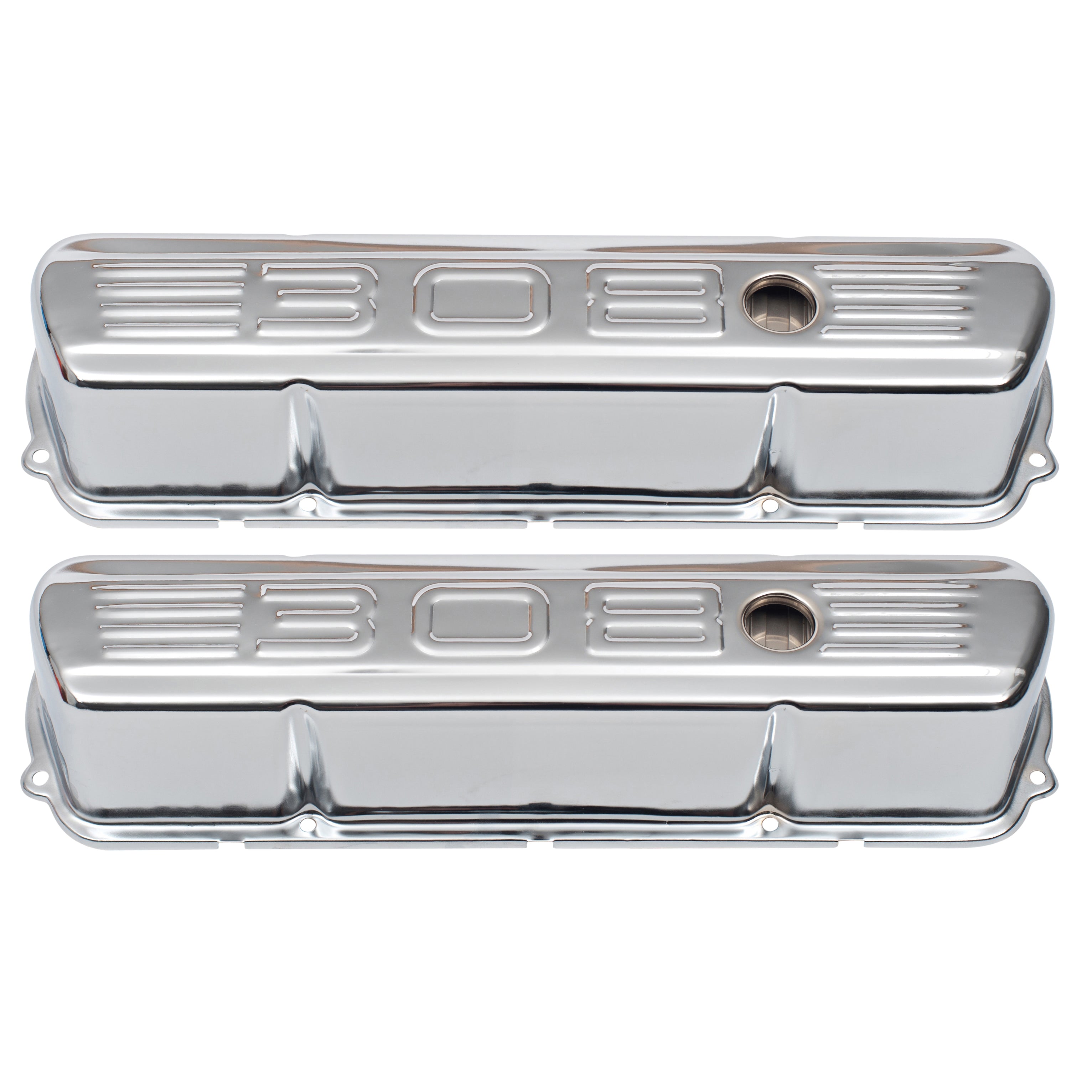 TFI Racing Valve Covers Chrome Holden V8 253-308 Red + Motor 308 Logo Baffled-pr
