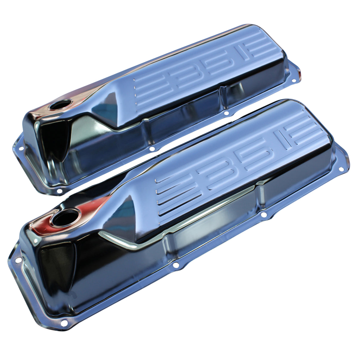 TFI Racing Valve Covers Chrome Ford V8 Cleveland 302-351-400 Motor Baffled-pr
