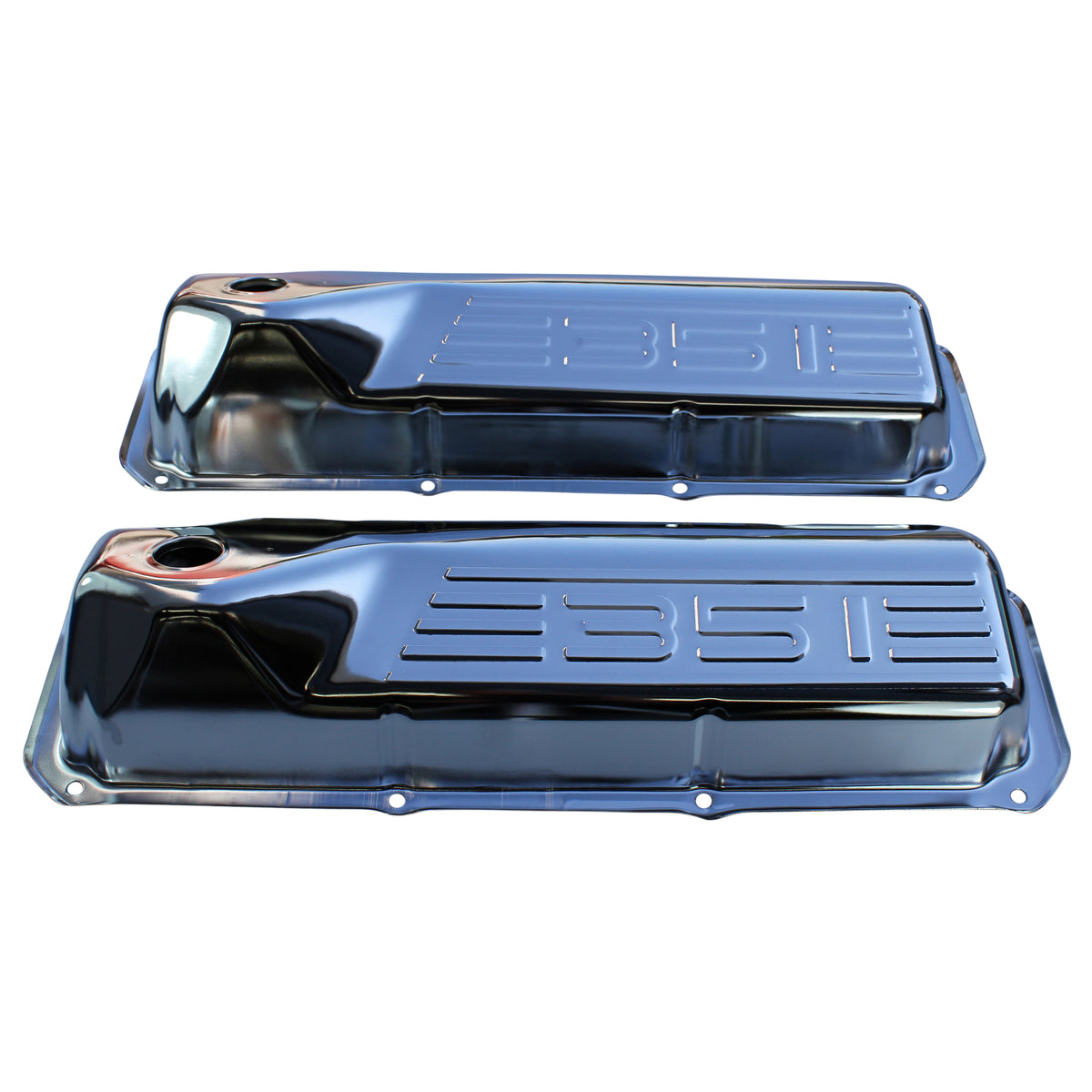 TFI Racing Valve Covers Chrome Ford V8 Cleveland 302-351-400 Motor Baffled-pr
